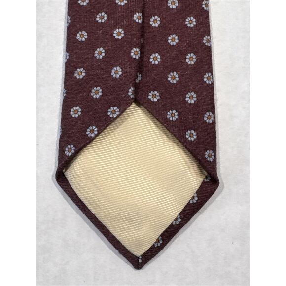 Beau Brummel VTG Italian Wool Blend Long Necktie Maroon & Gray Foulard Tie 64" L - Picture 4 of 7